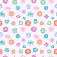 Web Seamless modern pattern with flowers on a pink background. Vector ornament