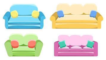 Set of 3 different sofas. Flat vector illustration, easy to edit