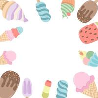 Frame with different ice creams. Vector illustration