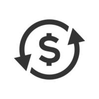 Refund icon or currency exchange isolated vector illustration.