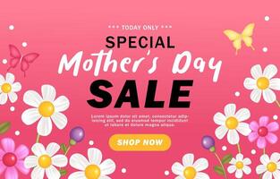 Happy mothers day sale for banner, poster with flowers decoration vector