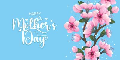 Happy mothers day typography greeting card design with colorful flowers vector