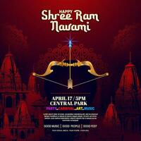 happy ram navami poster with gradient color vector