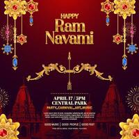 happy ram navami poster with gradient color vector