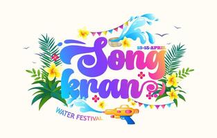 beautiful songkran illustration with gradient color vector