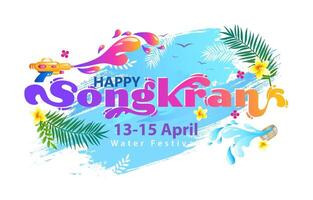 beautiful songkran illustration with gradient color vector