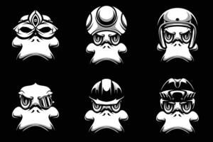 Duck Heads Bundle Black and White vector