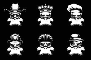 Duck Heads Bundle Black and White vector