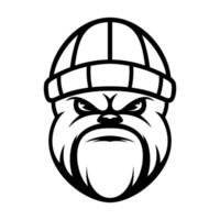 Bulldog Beanie Hat Outline Version vector