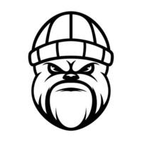 Bulldog Beanie Hat Outline Version vector