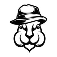 Rabbit Fedora Hat Outline Version vector