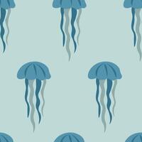 Vector seamless pattern with fish, corals, and seaweed. Background, wallpaper, textile or paper print