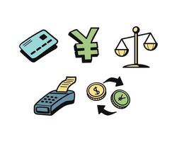 set of flat line icons related to credit card and payment terminal for business and finance design element vector