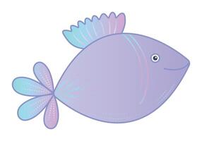 Gradient angel fish, cute nautical illustration in violet and turquoise colors vector