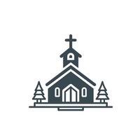 Christian church house classic icon symbol. Vector illustration