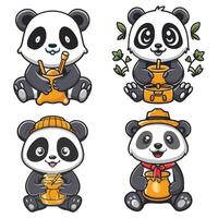 Cute Panda Character With Honey vector