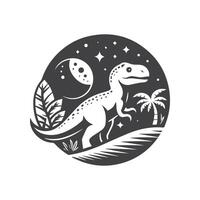 Dinosaurs Monochrome Logo Black and White vector