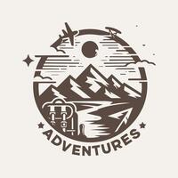 Adventure with Mountain Logo Monochrome vector