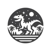 Dinosaurs Monochrome Logo Black and White vector