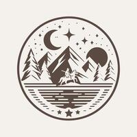 Adventure with Mountain Logo Monochrome vector