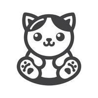 Cute Cat Logo in Monochrome Flat Design vector