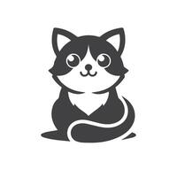 linda gato logo en monocromo plano diseño vector