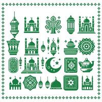 Ramadan Element of Mosque and Lantern Icon vector