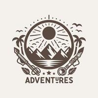 Adventure with Mountain Logo Monochrome vector