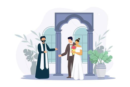Wedding Couple Flat Illustration Design vector