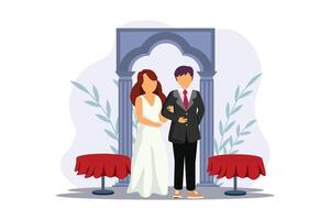 Wedding Couple Flat Illustration Design vector