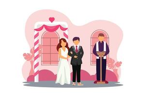 Wedding Couple Flat Illustration Design vector