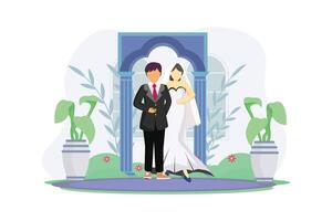 Wedding Couple Flat Illustration Design vector