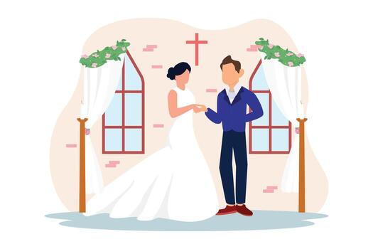 Wedding Couple Flat Illustration Design vector