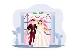 Wedding Couple Flat Illustration Design vector