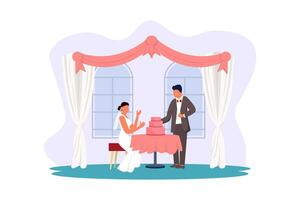 Wedding Couple Flat Illustration Design vector