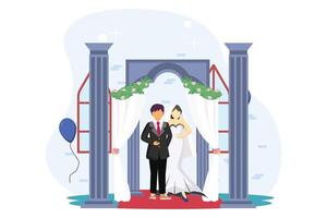 Wedding Couple Flat Illustration Design vector