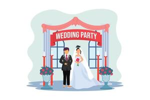 Wedding Couple Flat Illustration Design vector