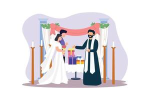 Wedding Couple Flat Illustration Design vector