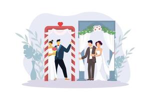 Boda Pareja plano ilustración diseño vector