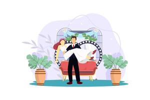 Wedding Couple Flat Illustration Design vector