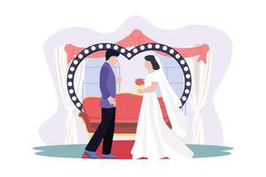 Wedding Couple Flat Illustration Design vector