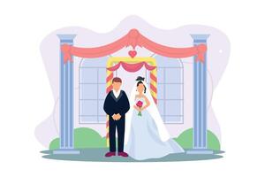 Wedding Couple Flat Illustration Design vector