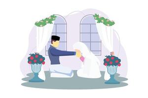 Wedding Couple Flat Illustration Design vector