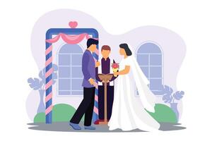 Wedding Couple Flat Illustration Design vector