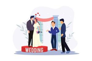 Wedding Couple Flat Illustration Design vector