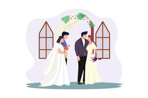 Wedding Couple Flat Illustration Design vector