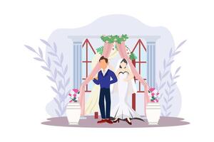 Boda Pareja plano ilustración diseño vector