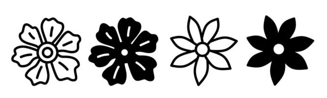 Silhouette of flower icon illustration on white background. Flower icon set for business. Stock vector