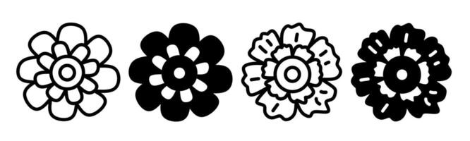 silueta de flor icono ilustración en blanco antecedentes. flor icono conjunto para negocio. valores vector