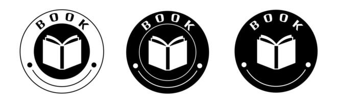 Black and white illustration of book icon in flat. Stock vector. vector